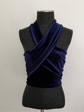 Forever 21 Navy Blue Velvet Crop Top